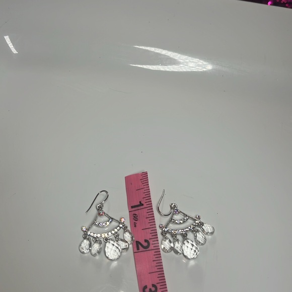 CRYSTAL BEADED SWAROVSKI CRYSTAL FAN CHANDELIER EARRINGS - Picture 5 of 6